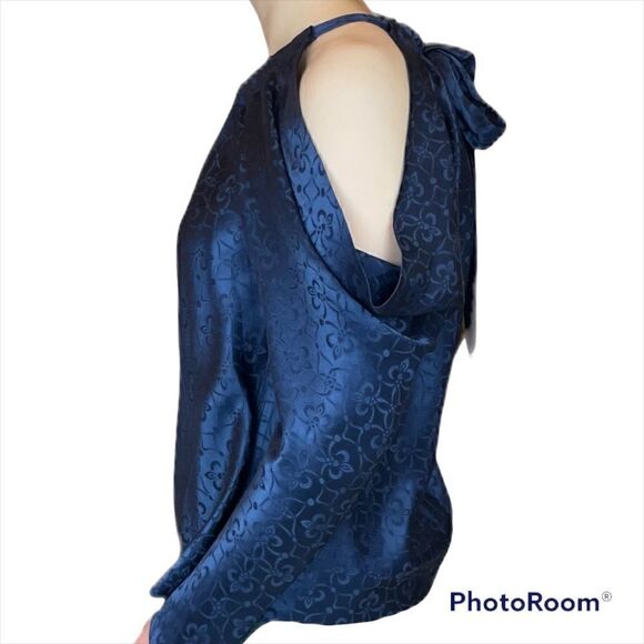 jonathan Simkhai Silk Long Sleeve Top in Navy, size S - NWT - Picture 3 of 14